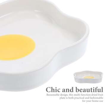 Cabilock 2pcs Poached Egg Ceramic Plate Steak Plate Dessert Trays Food Serving Plate Irregular Snack Dishes for Desserts Salads Fruits Steaks Pasta