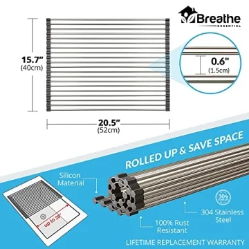 Stainless Steel Roll Up Dish Drying Rack for Kitchen Sink