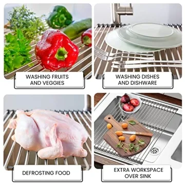 Stainless Steel Roll Up Dish Drying Rack for Kitchen Sink