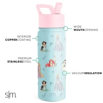 Simple Modern Disney Princess Kids Water Bottle | 18oz Insulated