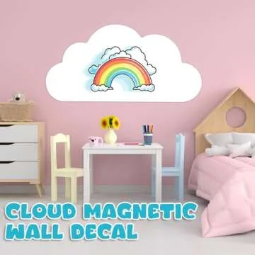 Zonon Magnet Wall Decal 39.3" x 21.6" Cloud Magnetic Whiteboard Contact Paper Adhesive Magnetic Dry Erase White Board Sticker Peel and Stick Whiteboard Wallpaper Roll for Playroom Home Decor(White)