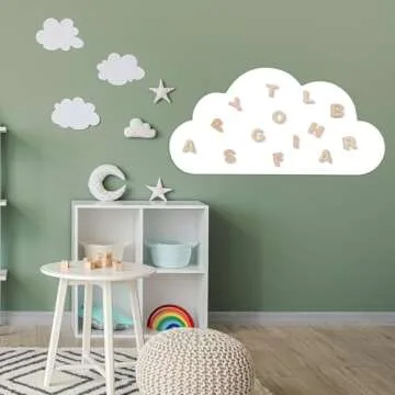 Zonon Magnet Wall Decal 39.3" x 21.6" Cloud Magnetic Whiteboard Contact Paper Adhesive Magnetic Dry Erase White Board Sticker Peel and Stick Whiteboard Wallpaper Roll for Playroom Home Decor(White)