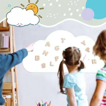 Zonon Magnet Wall Decal 39.3" x 21.6" Cloud Magnetic Whiteboard Contact Paper Adhesive Magnetic Dry Erase White Board Sticker Peel and Stick Whiteboard Wallpaper Roll for Playroom Home Decor(White)