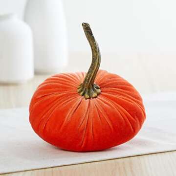 Velvet Pumpkin Sets, Holiday Mantle Decor, Fall Halloween Thanksgiving, Rustic Fall Wedding Centerpiece Decor (Sm Rust Harvest Bronze Tangerine)