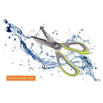 Multifunctional Kitchen Scissors Heavy Duty - Stainless Steel Comes Apart Easily, Dishwasher Safe. Sharp Food & Utility Shears For Herbs, Poultry, Meat, Fish, Pizza & Vegetables