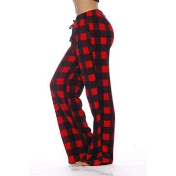 Just Love Women's Plush Pajama Pants, Small, Buffalo Plaid Red