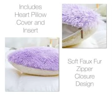 MOOWOO Fluffy Heart Pillow, Faux Fur Throw Pillow,Sherpa Plush Fluffy, Cute Soft Throw Cushion, Christmas Day,Thanks Giving Daysfor Home Bed Couch (Purple)