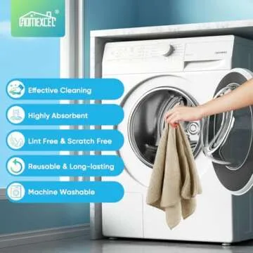 HOMEXCEL Microfiber Cleaning Cloth, 12 Pack Premium Microfiber Towels for Cars, Lint Free, Scratch-Free, Highly Absorbent, Reusable Cleaning Rags for Car, Household, Kitchen, Brown, 11.5"X11.5"