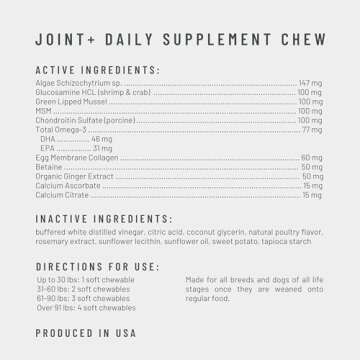 Get Joy Joint+ Hip & Joint Care Dog Supplement Chews, 90 Soft Chews, Chicken Flavor, Supports Joint & Mobility Health, with Green Lipped Mussels, PhD Animal Nutritionist Formulated, Produced in USA