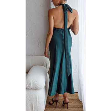 Cantonwalker Elegant Satin Midi Dress for Events