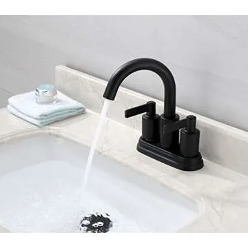 Derengge Matte Black Bathroom Sink Faucet,4 Inch Centerset Bathroom Faucet,Two Handle Lavatory Faucet with Push up Pop-up Drain, F-S4501-MT