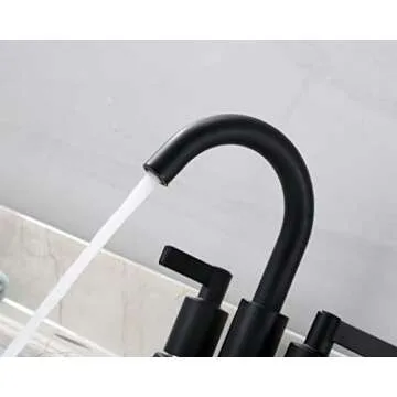 Derengge Matte Black Bathroom Sink Faucet,4 Inch Centerset Bathroom Faucet,Two Handle Lavatory Faucet with Push up Pop-up Drain, F-S4501-MT