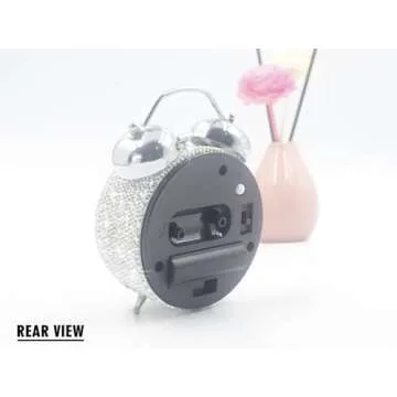 CARCHILE Bling Rhinestone Alarm Clock Morning Call for Bedroom Houser Desktop Home and Office Decorations AB (Silver)