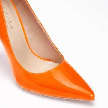 Elisabet Tang Women Pumps, Pointed Toe High Heel 4.7 inch/12cm Party Stiletto Heels Shoes Neon Orange 9