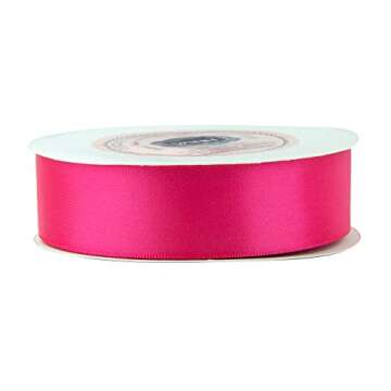 VATIN Double Face Shocking Pink Satin Ribbon 1" Continuous 25 Yards,Pink Polyester Fabric Ribbon use for Bows Bouquet, Gift Wrapping, Floral Arrangement Wedding Decoration