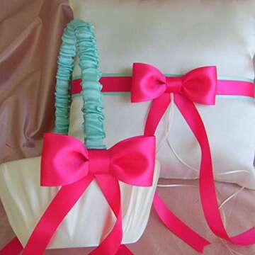 VATIN Double Face Shocking Pink Satin Ribbon 1" Continuous 25 Yards,Pink Polyester Fabric Ribbon use for Bows Bouquet, Gift Wrapping, Floral Arrangement Wedding Decoration