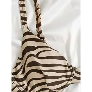WDIRARA Zebra Stripe Underwire Bikini for Women