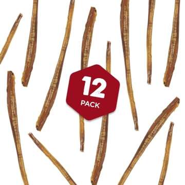 Best Bully Sticks 12 Inch Odor-Free Bully Sticks for Dogs - 12 Count (Pack of 1) - 100% Natural Grass-Fed Beef, Easily Digestible, No Grain or Rawhide - Large Breeds