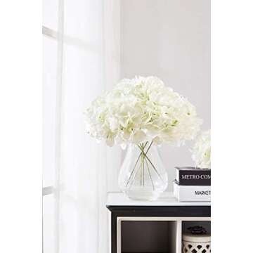 KISLOHUM Hydrangea Silk Flower White 10 Heads Artificial Hydrangea Silk Flowers Head for Wedding Centerpieces Bouquets DIY Floral Decor Home Decoration with Long Stems - White