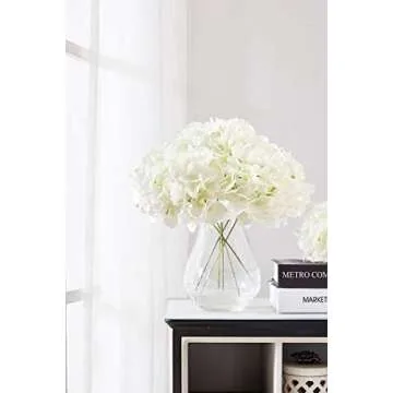 KISLOHUM Hydrangea Silk Flower White 10 Heads Artificial Hydrangea Silk Flowers Head for Wedding Centerpieces Bouquets DIY Floral Decor Home Decoration with Long Stems - White