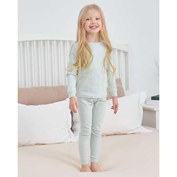 Enfants Chéris Gender Neutral Pajamas for Kid Thermal Underwear Set 5T Matcha Stripes