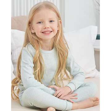 Enfants Chéris Gender Neutral Pajamas for Kid Thermal Underwear Set 5T Matcha Stripes
