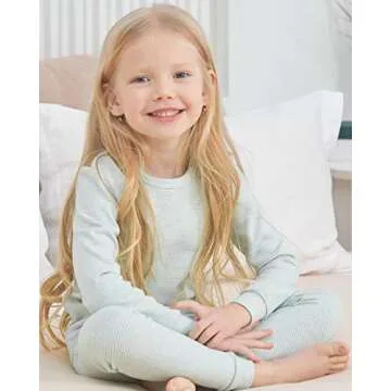 Enfants Chéris Gender Neutral Pajamas for Kid Thermal Underwear Set 5T Matcha Stripes