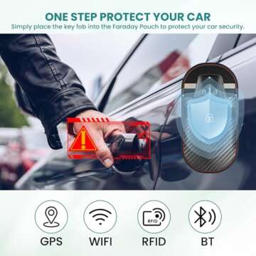 HelloAuto Faraday Bags for Key Fob Protector Car RFID Signal Blocking Carbon Fiber Security Anti-theft Car Key Pouch Black Anti-Hacking Case Blocker (2 Pack)
