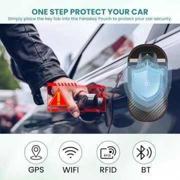 HelloAuto Faraday Bags for Key Fob Protector Car RFID Signal Blocking Carbon Fiber Security Anti-theft Car Key Pouch Black Anti-Hacking Case Blocker (2 Pack)