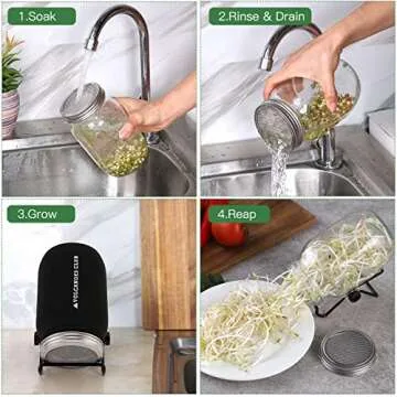 VOLCANOES CLUB Sprouting Lids Growing Kit - Fresh Sprouts Made Easy