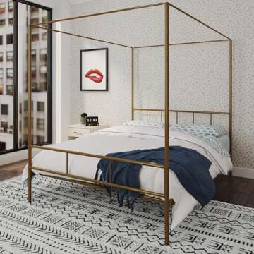 Novogratz 4195229N Marion Canopy Bed, Full, Gold Gold Full