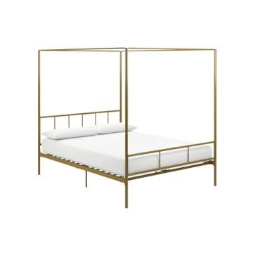 Novogratz 4195229N Marion Canopy Bed, Full, Gold Gold Full