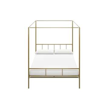 Novogratz 4195229N Marion Canopy Bed, Full, Gold Gold Full