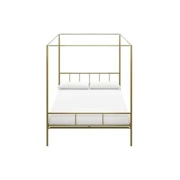 Novogratz 4195229N Marion Canopy Bed, Full, Gold Gold Full