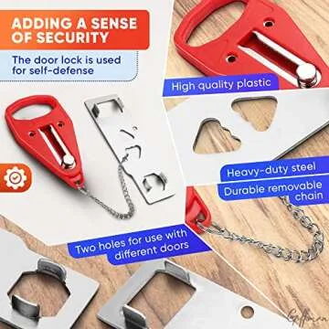 Portable Door Lock for Travel Gadgets - Travel Essentials for Women Hotel Door Locks for Travelers Door Jammer Security Bar - for All Apartment Door Security Travel Lock College Dorm Room Essentials