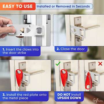 Portable Door Lock for Travel Gadgets - Travel Essentials for Women Hotel Door Locks for Travelers Door Jammer Security Bar - for All Apartment Door Security Travel Lock College Dorm Room Essentials