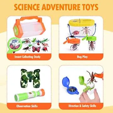 FUN LITTLE TOYS Bug Catcher Kit for Kids, Outdoor Exploration Set, Bug Catching Kit for 5-12Years Old Boys Girls, Binoculars, Bug Butterfly Net Container,Compass, Backpack, Educational Kit Toys(27PCS)
