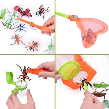 FUN LITTLE TOYS Bug Catcher Kit for Kids, Outdoor Exploration Set, Bug Catching Kit for 5-12Years Old Boys Girls, Binoculars, Bug Butterfly Net Container,Compass, Backpack, Educational Kit Toys(27PCS)