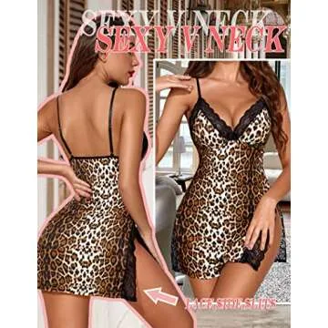 Avidlove Chemise Sleepwear Cheetah Lingerie Women Nightgowns Sexy Nighties for Women Leopard Lingeri...
