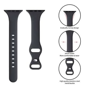 Acrbiutu Thin Slim Band Compatible with Apple Watch 38mm 40mm 41mm 42mm 44mm 45mm 46mm 49mm, Replacement Silicone Sport Strap for iWatch Series 10/9/8/7/6/5/4/3/2/1 Ultra SE Women Men, Midnight