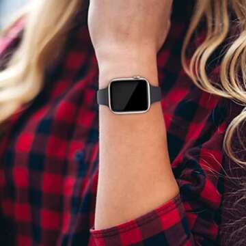Acrbiutu Thin Slim Band Compatible with Apple Watch 38mm 40mm 41mm 42mm 44mm 45mm 46mm 49mm, Replacement Silicone Sport Strap for iWatch Series 10/9/8/7/6/5/4/3/2/1 Ultra SE Women Men, Midnight