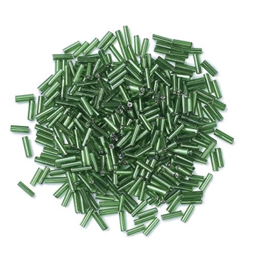 Vibrant Lime Green Glass Bugle Beads for Jewelry