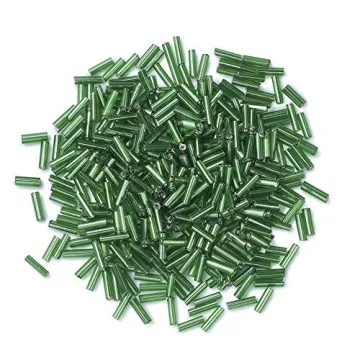 Vibrant Lime Green Glass Bugle Beads for Jewelry