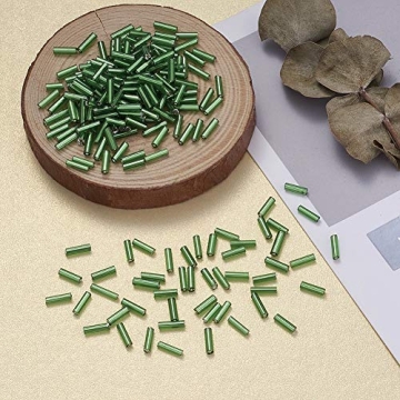 Vibrant Lime Green Glass Bugle Beads for Jewelry