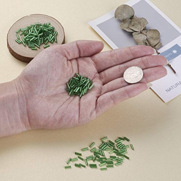 Vibrant Lime Green Glass Bugle Beads for Jewelry