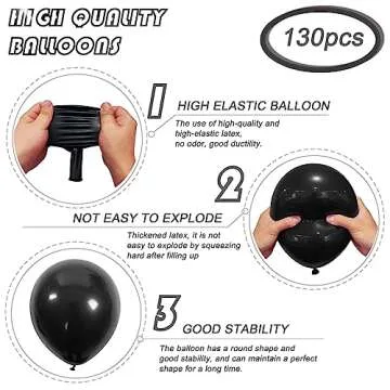 130PCS Black Balloons Different Sizes 18" 12" 10" 5" Balloon Garland Arch Kit perfect for Birthday Party, Graduation, Baby Shower, Wedding, Holiday Decoration and Anniversary (Black balloons)