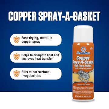 Permatex 80697 Copper Spray-A-Gasket Hi-Temp Adhesive Sealant, 9 oz. net Aerosol Can , Orange