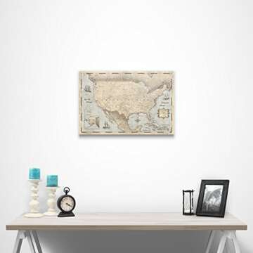 Conquest Maps Family Travel Map with Push Pins Ready to Hang