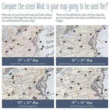 Conquest Maps Family Travel Map with Push Pins Ready to Hang