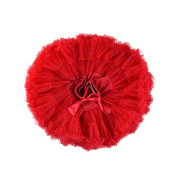 Baby Girls Tutu Skirt Princess Fluffy Soft Chiffon Ballet Birthday Party Pettiskirt Red L